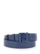 Fendi Reversible Belt With Ff Rounded Buckle In Leather And Canvas