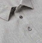 Brioni - Herringbone Cotton-Jersey Polo Shirt - Men - Gray