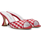 Manolo Blahnik Red & White Jadara Heeled Sandals