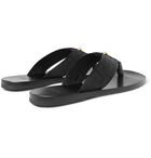 Versace - Logo-Embellished Leather and Webbing Flip Flops - Men - Black