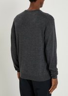 Les Deux Logo Embroidered Merino Wool Jumper Dark Grey