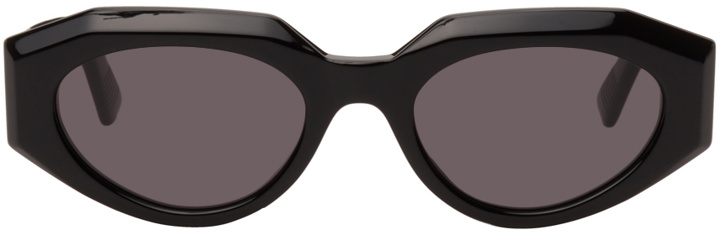 Photo: Bottega Veneta Black Acetate Oval Sunglasses