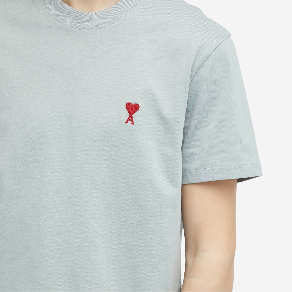 AMI Paris Men's Small A Heart T-Shirt in Clay Blue AMI