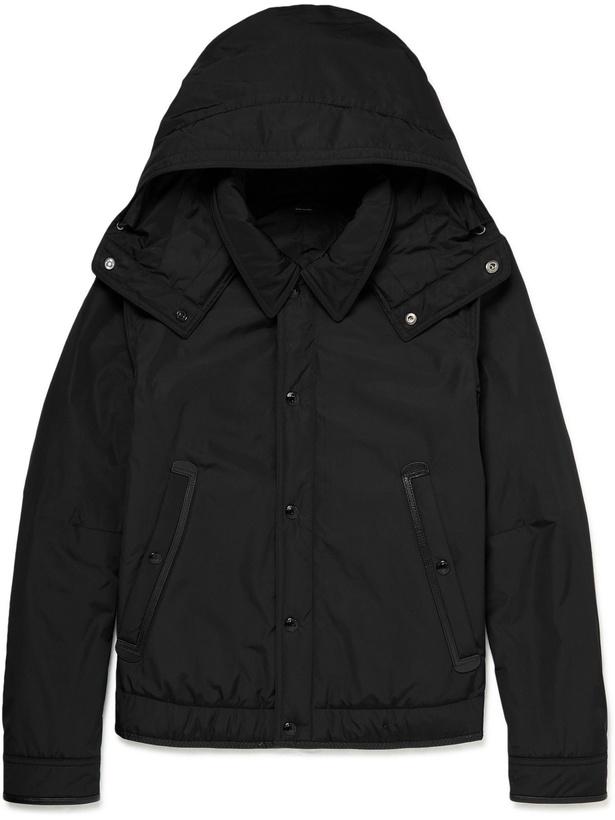 Photo: TOM FORD - Leather-Trimmed Nylon Hooded Jacket - Black