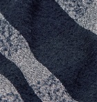 Incotex - Fringed Checked Virgin Wool-Blend Scarf - Blue