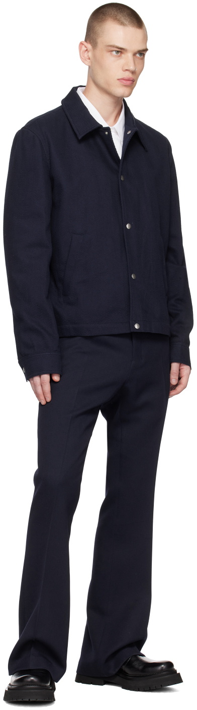 AMI Alexandre Mattiussi Navy Press-Stud Jacket