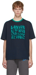 Lanvin Navy Flocked Logo T-Shirt