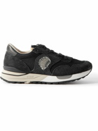 Visvim - Roland Leather-Trimmed Embroidered Suede and Mesh Sneakers - Black