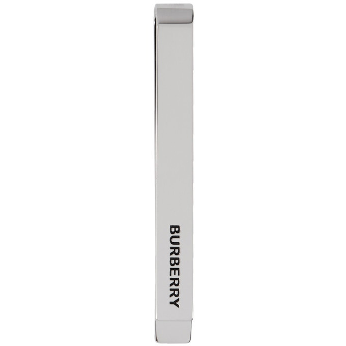 Burberry check-engraved Palladium-Plated Tie Bar - Silver