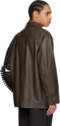 LEMAIRE Brown Relaxed Leather Jacket