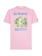 MC2 Saint Barth Man Cotton T-shirt With St. Barth Mojito Print