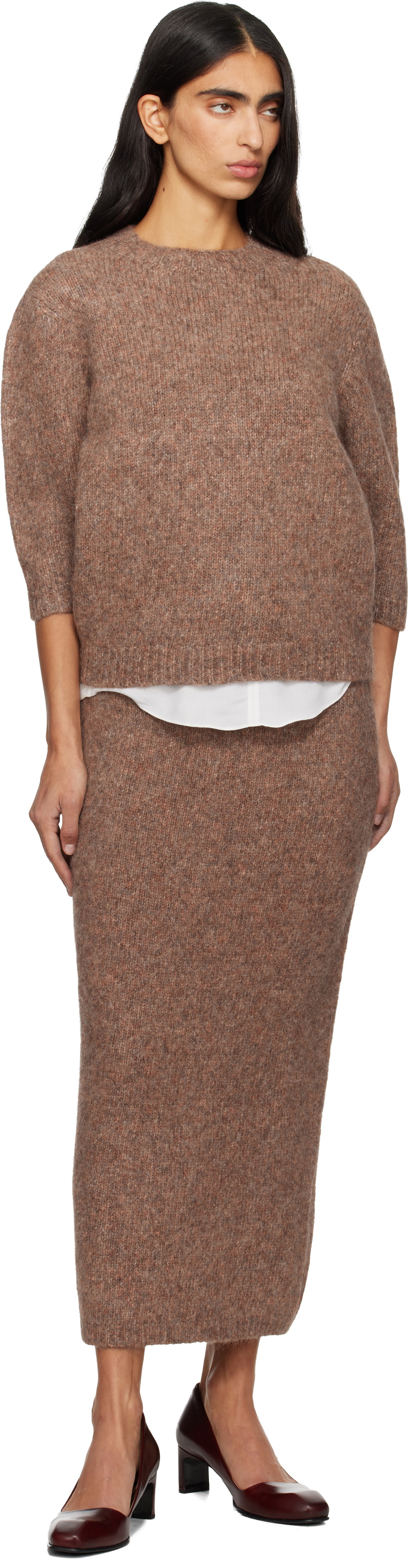 Lauren Manoogian Beige Loft Pencil Midi Skirt