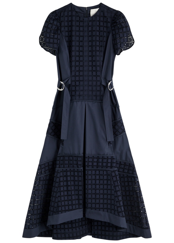 Photo: 3.1 Phillip Lim Eyelet-embroidered Cotton-poplin Midi Dress Navy
