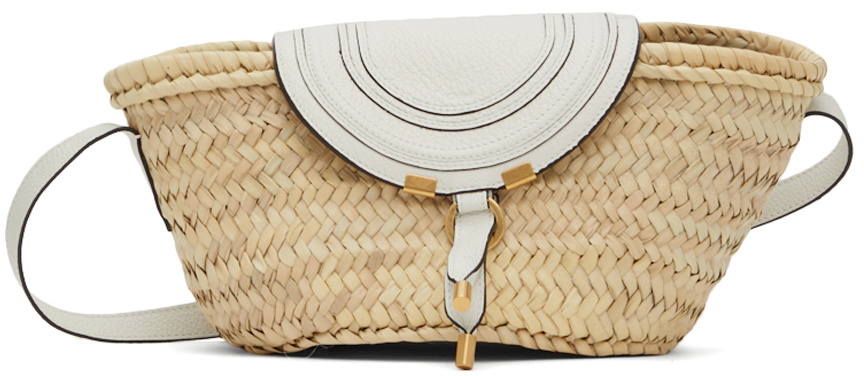 Chloé Beige & White Mini Marcie Basket Bag