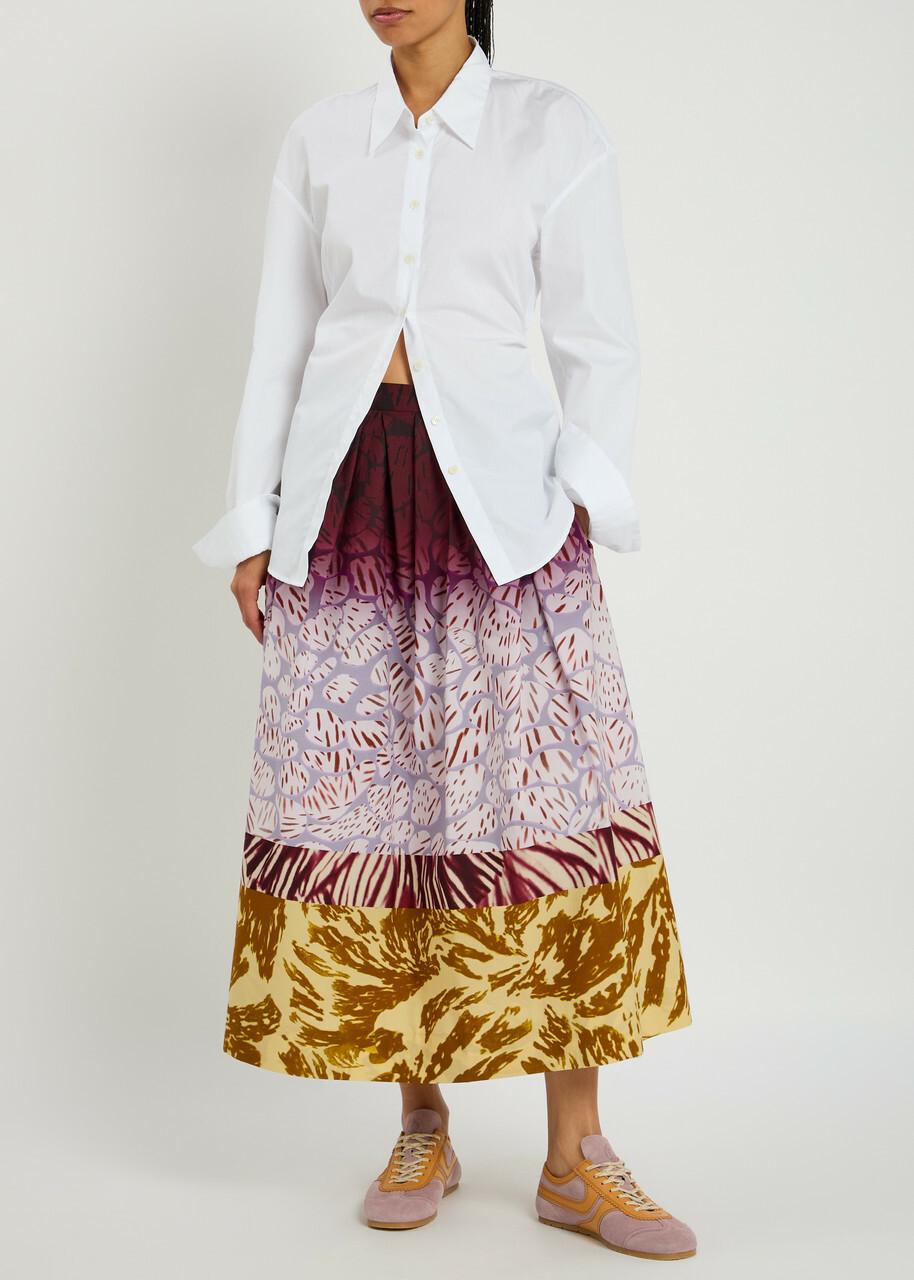 Dries Van Noten Soni Bis Printed Cotton-poplin Midi Skirt Dries Van Noten Soni Bis Printed Cotton-poplin Midi Skirt