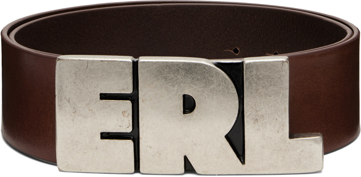 Photo: ERL Brown 'ERL' Large Leather Belt