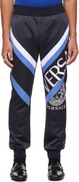 Versace Navy Jersey Logo Lounge Pants