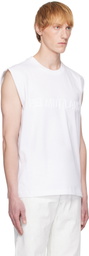 Helmut Lang White Embossed Logo Tank Top