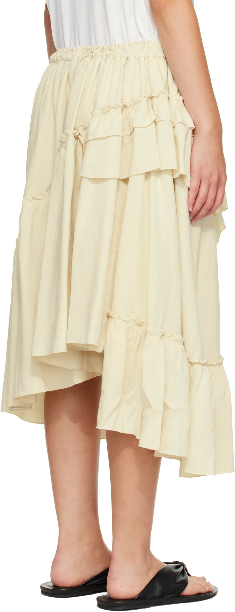 YMC Yellow Draped Midi Skirt