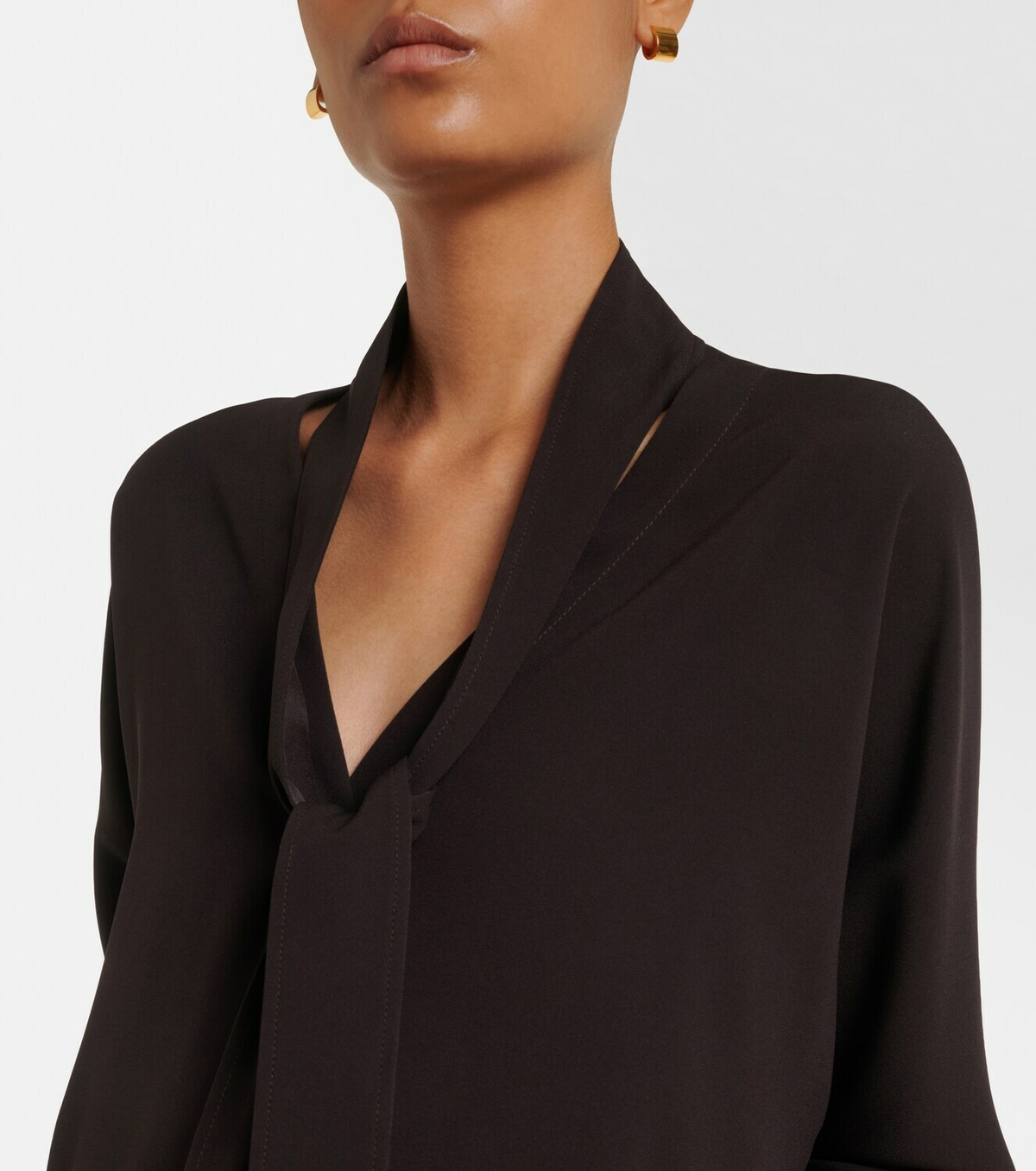 Agnona Tie-neck jersey blouse