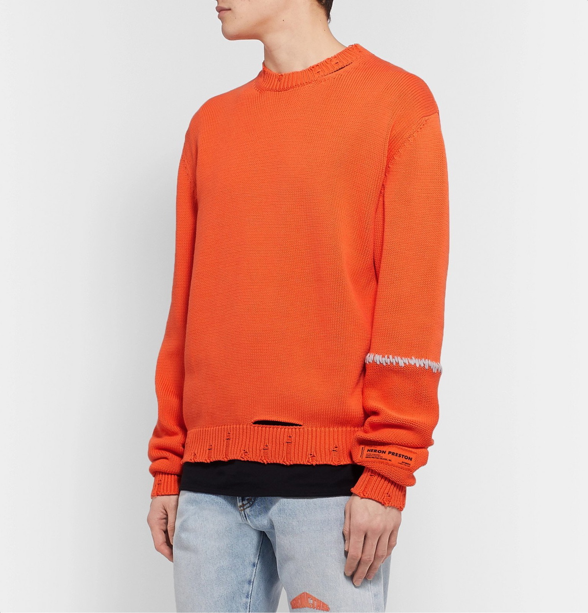 Orange shop distressed sweater