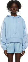 adidas Originals Blue Satin Tape Adicolor Classics Cropped Hoodie