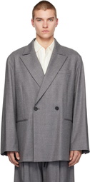 ssstein Gray Oversized Peaked Lapel Blazer