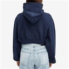 Versace Women's Cropped Hoodie With Front Logo in Navy Blue/White