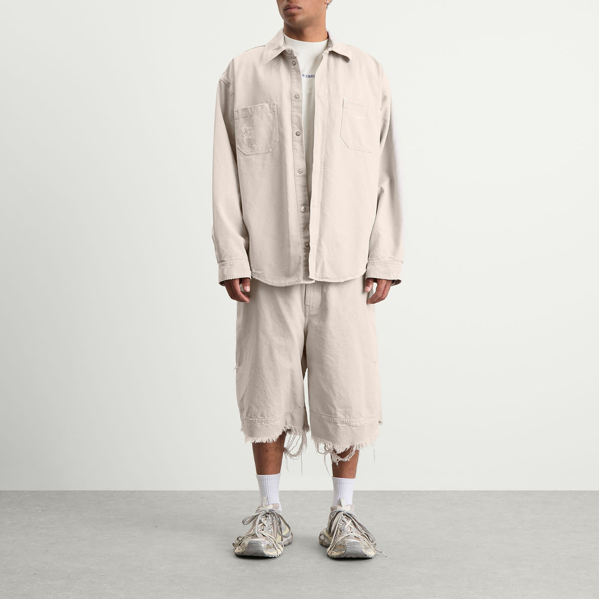 Balenciaga Men's Heavy Cotton Workwear Pants in Light Grey Balenciaga