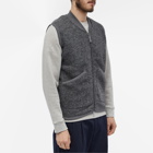 Universal Works Men's Wool Fleece Zip Waistcoat in Grey Marl