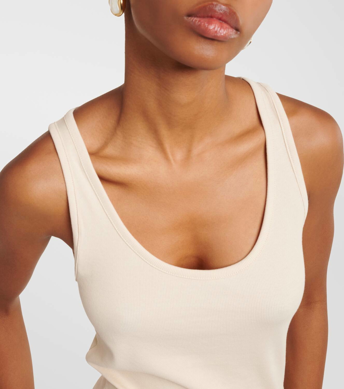 Ribbed knit jersey tank top