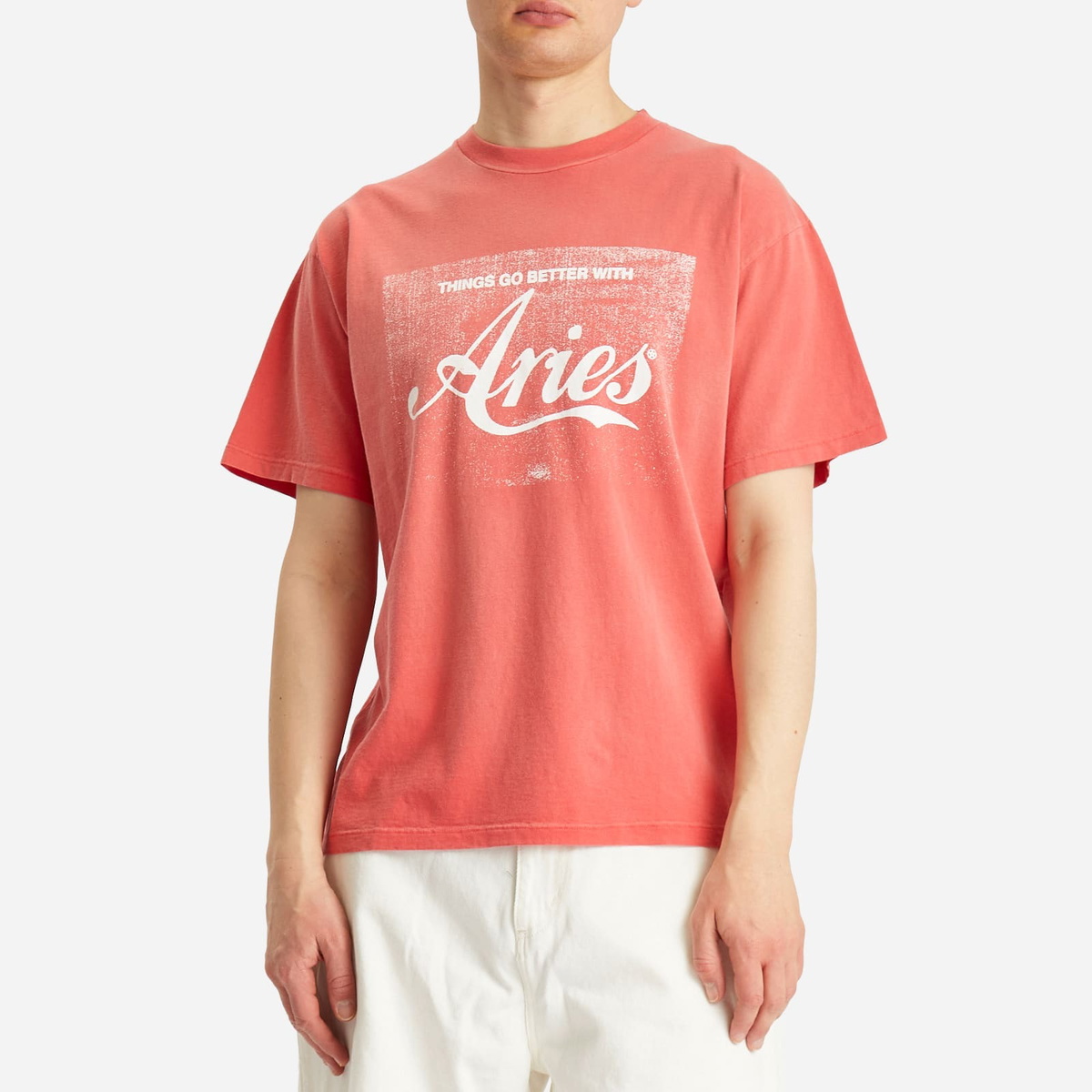 Aries Men's Sunbleached Cola T-Shirt in Red