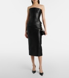Alex Perry Strapless leather midi dress