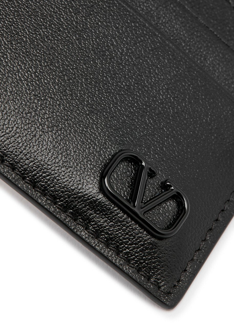 Valentino VLogo Leather Card Holder - Black - One Size