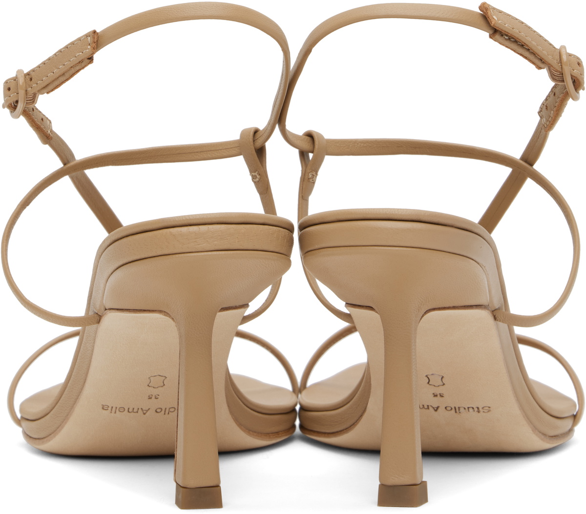 Studio Amelia Beige Cross Front 70 Heeled Sandals