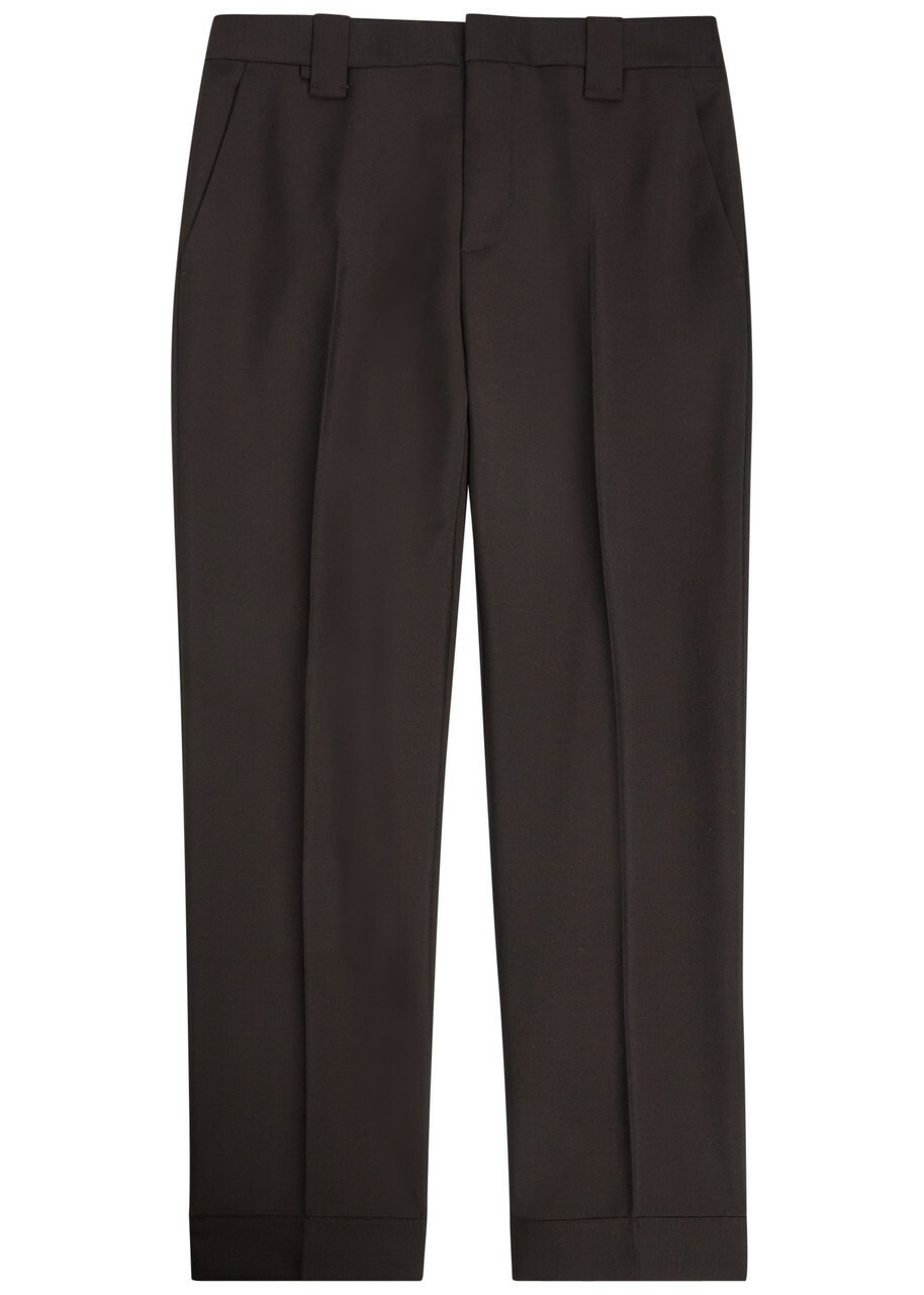Versace Wool and Mohair-blend Trousers Brown