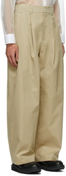 System Beige Wide Tuck Pants