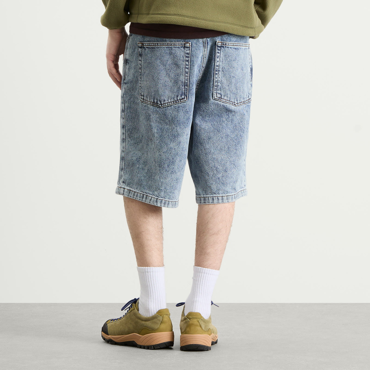 Polar Skate Co. Men's Big Boy Denim Shorts in Heavy Washed Blue