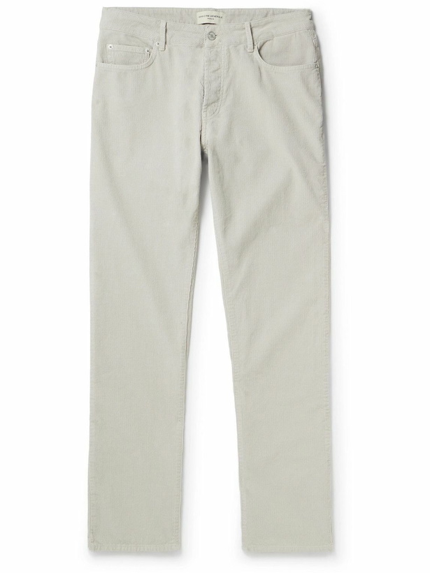 Photo: Officine Générale - James Slim-Fit Straight-Leg Cotton-Corduroy Trousers - Gray