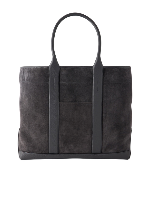 Photo: TOM FORD - Leather-Trimmed Suede Weekend Bag - Gray