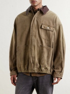 ssstein - Leather-Trimmed Garment-Dyed Cotton-Canvas Jacket - Brown