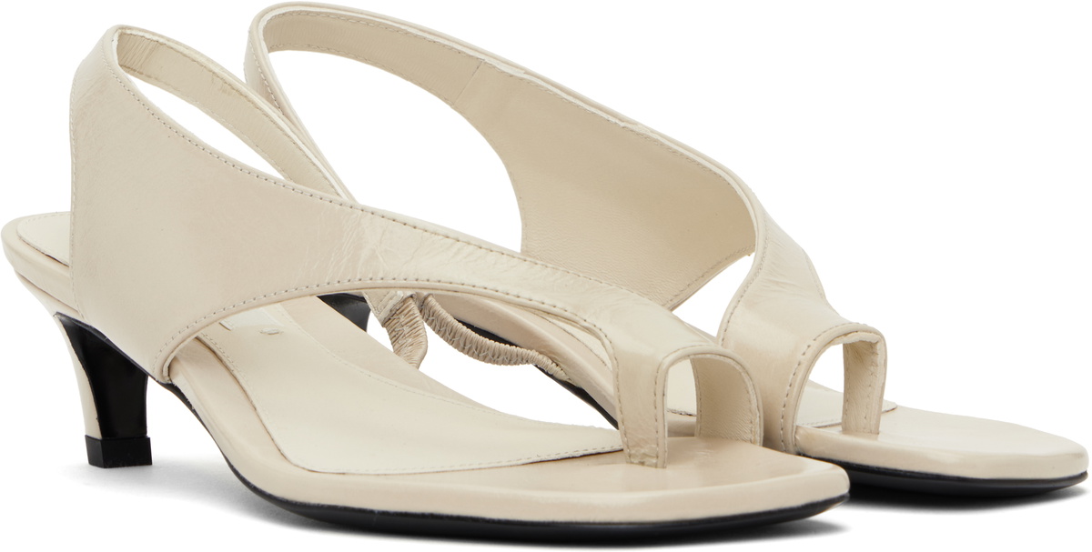 TOTEME Beige Naplack Leather Thong Heeled Sandals
