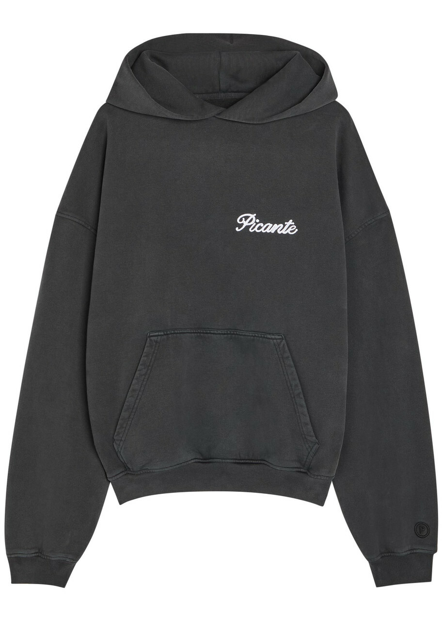 Picante Tailor Embroidered Hooded Cotton Sweatshirt Black Other