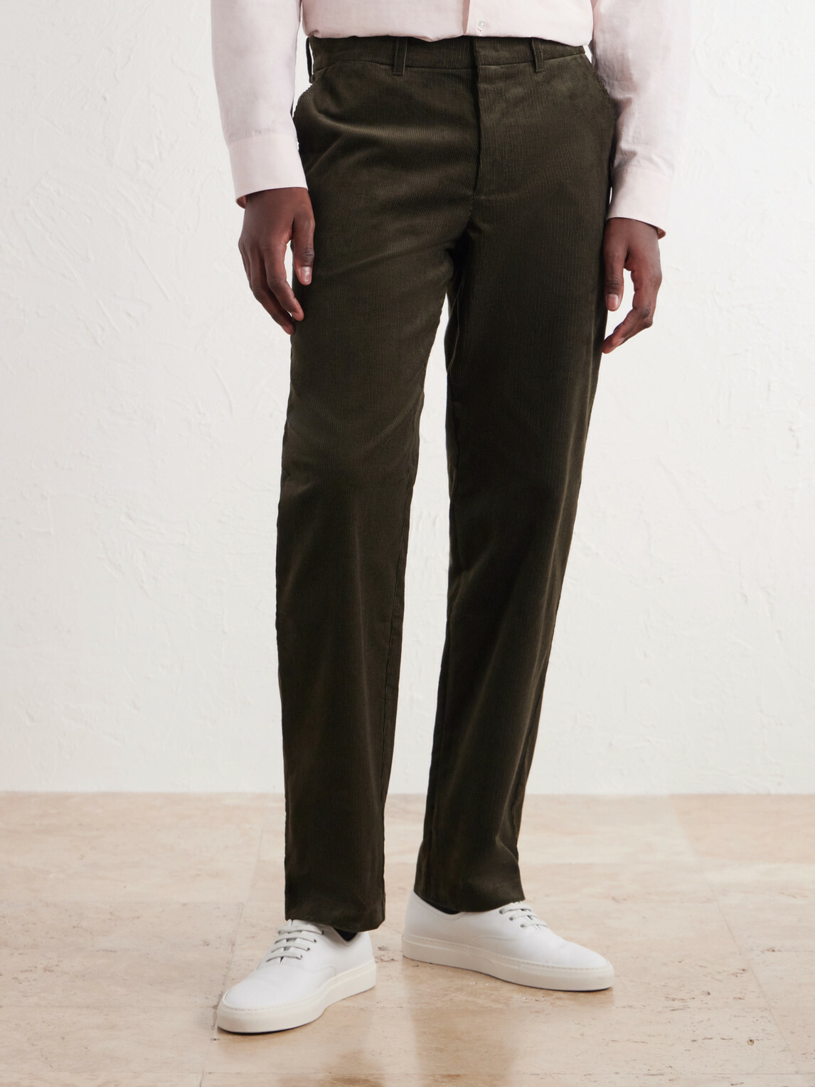 Mr P. - Slim-Fit Straight-Leg Cotton-Corduroy Trousers - Green