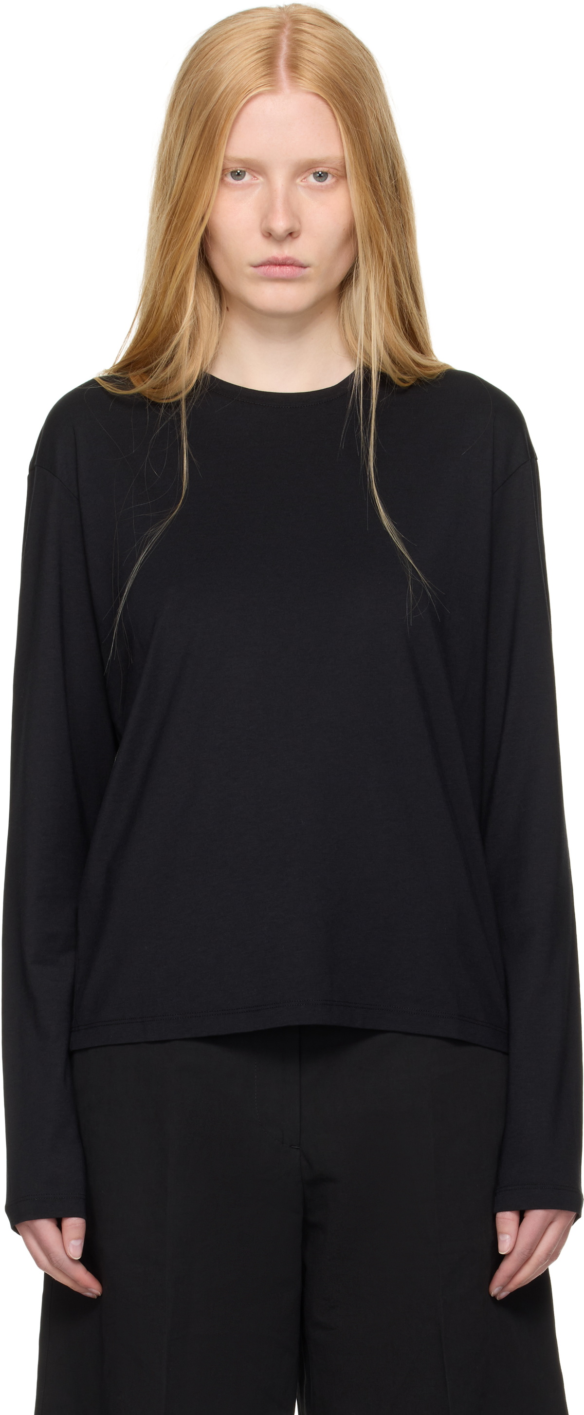 Totême Black Floral Long Sleeve T-Shirt Toteme