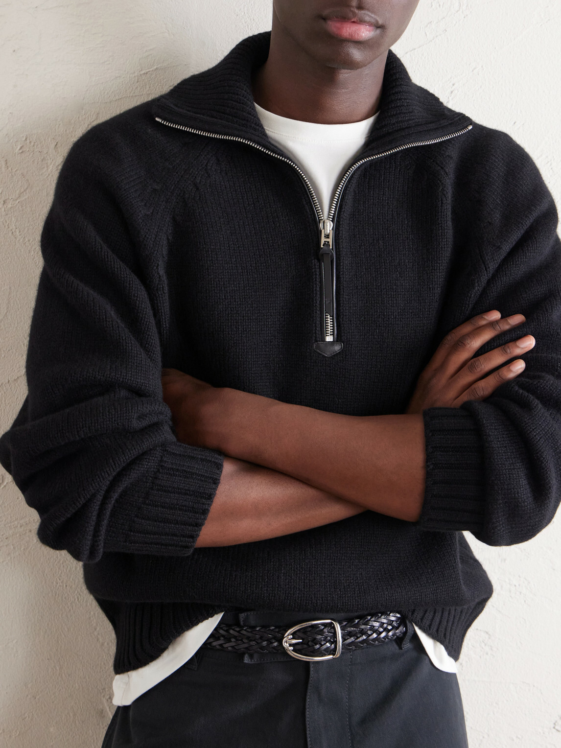 TOM FORD - Wool and Cashmere-Blend Half-Zip Sweater - Black
