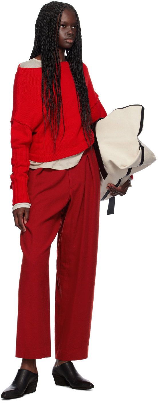 YOHJI YAMAMOTO Red R-Cap Sleeve Sweater Yohji Yamamoto