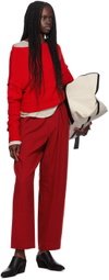 YOHJI YAMAMOTO Red R-Cap Sleeve Sweater