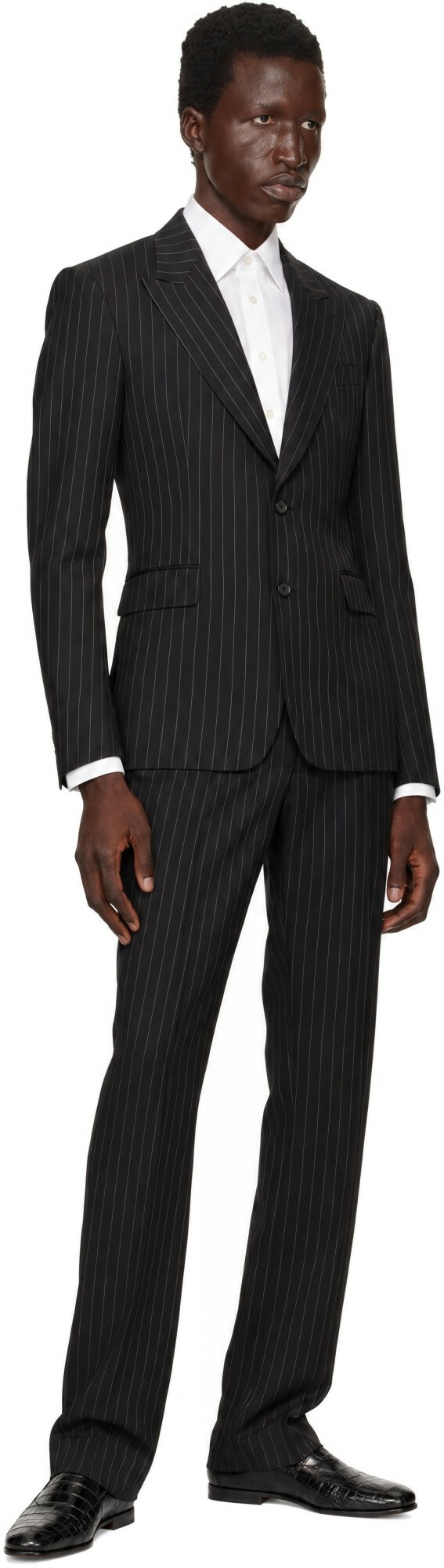 Dolce&Gabbana Black Pinstripe Wool Suit