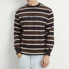 No Problemo Men's Logo Striped Long Sleeve T-Shirt in Brown